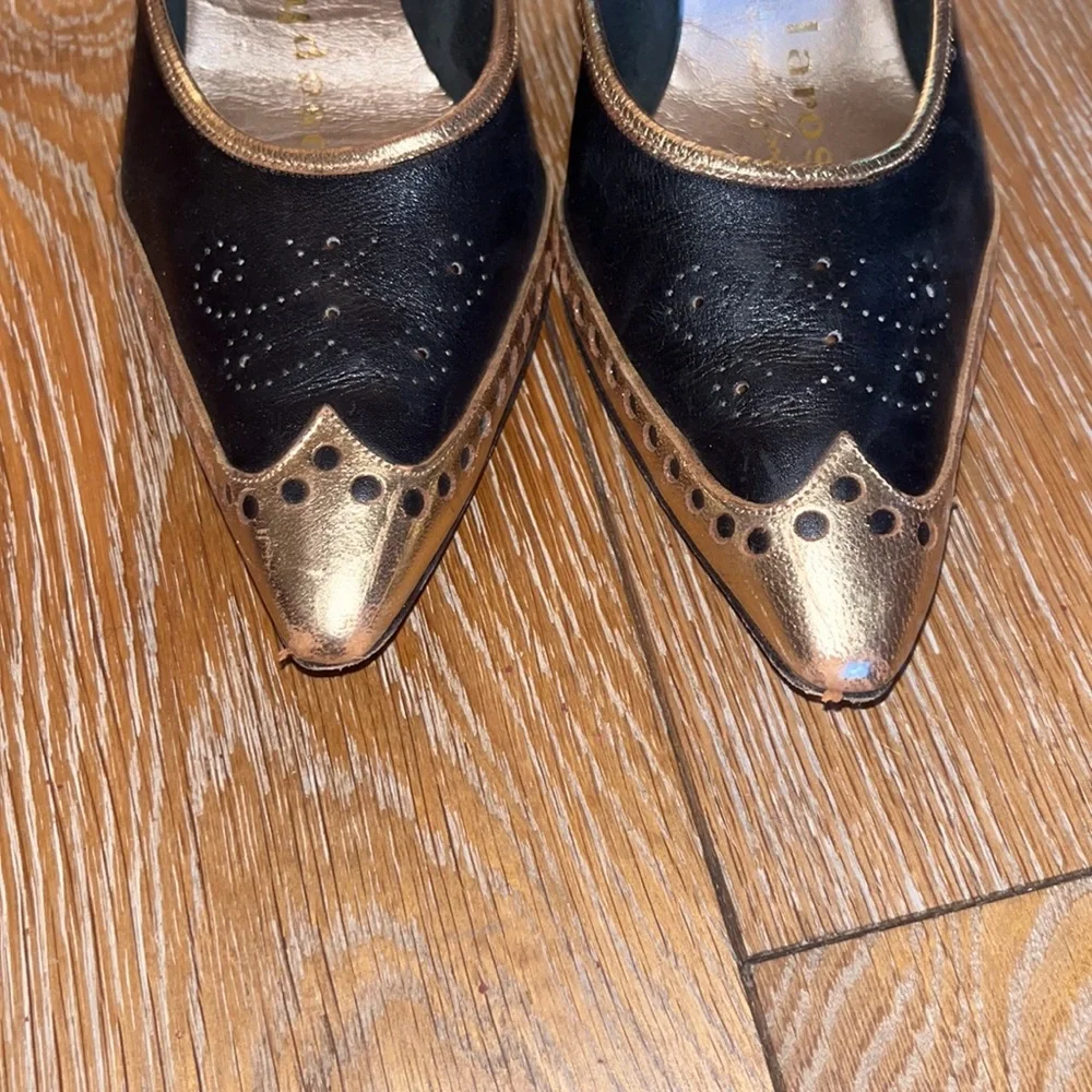 Joseph Larose vintage shoes black and gold leather 8 (71/2) - Picture 7 of 8
